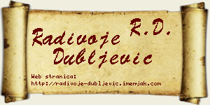 Radivoje Dubljević vizit kartica